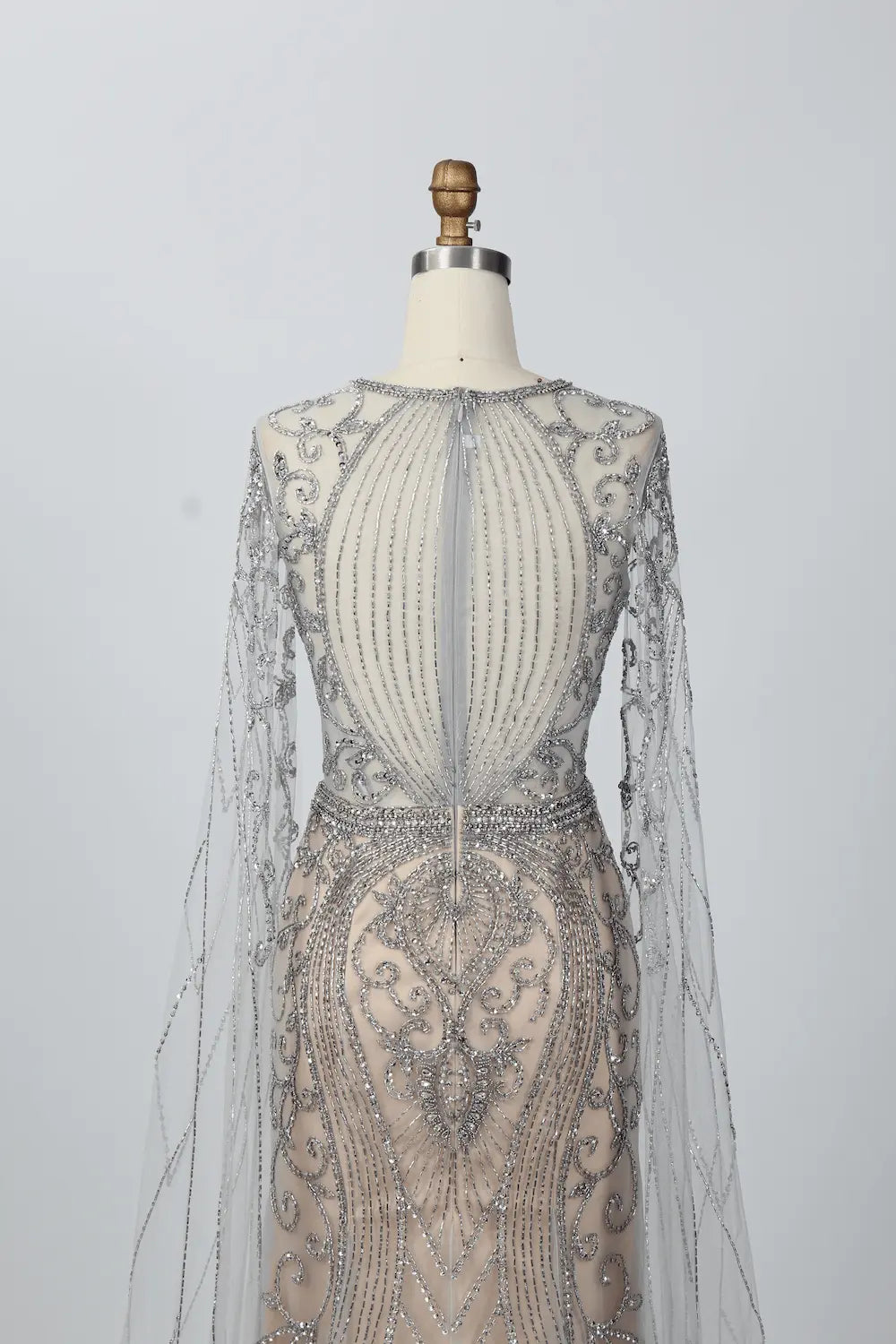 Sophisticated Fit-and-Flare Mother of the Bride Dress with Long Sleeves MC072