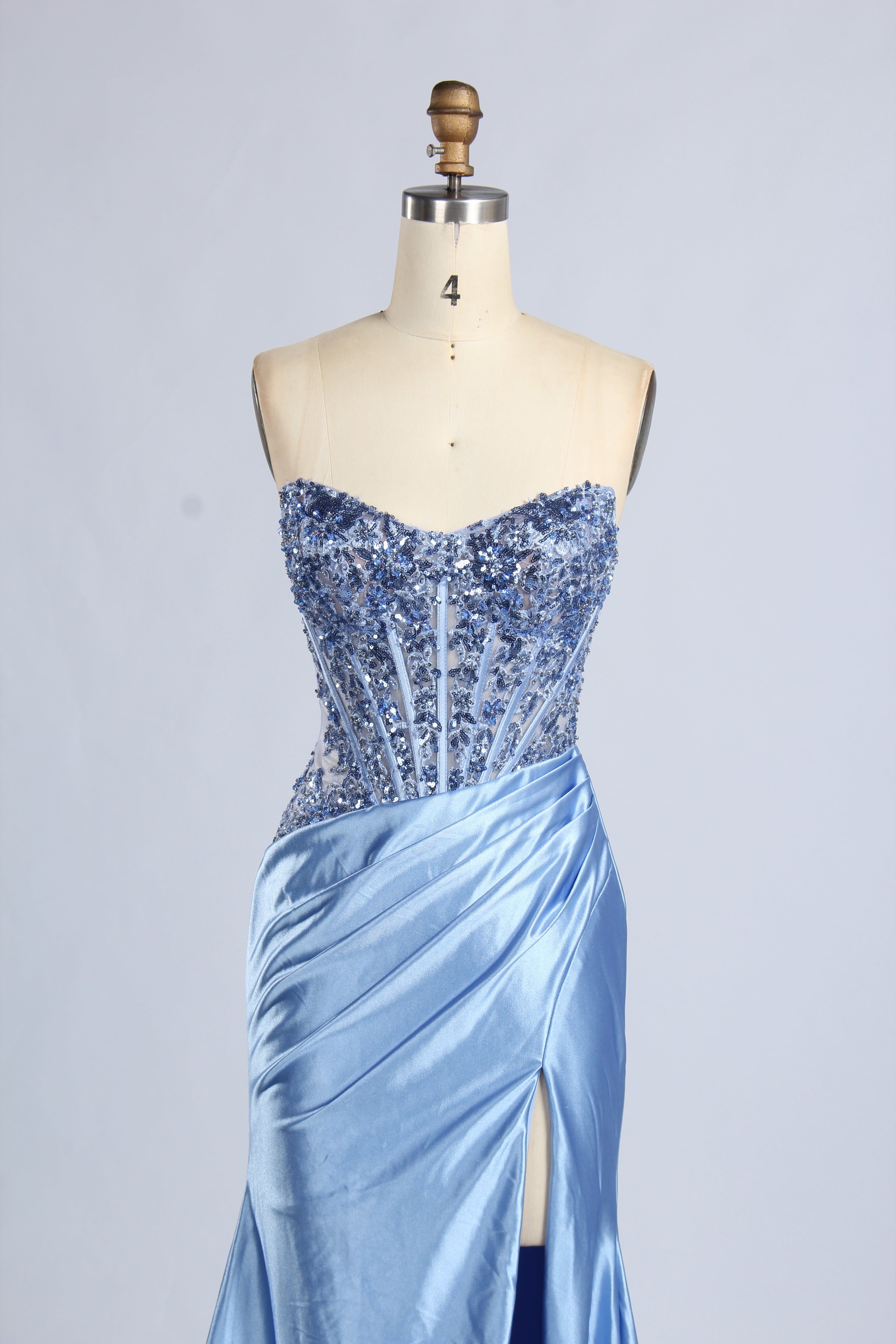 Wholesale Light Blue Strapless Sequin Mermaid Prom Dress 33407
