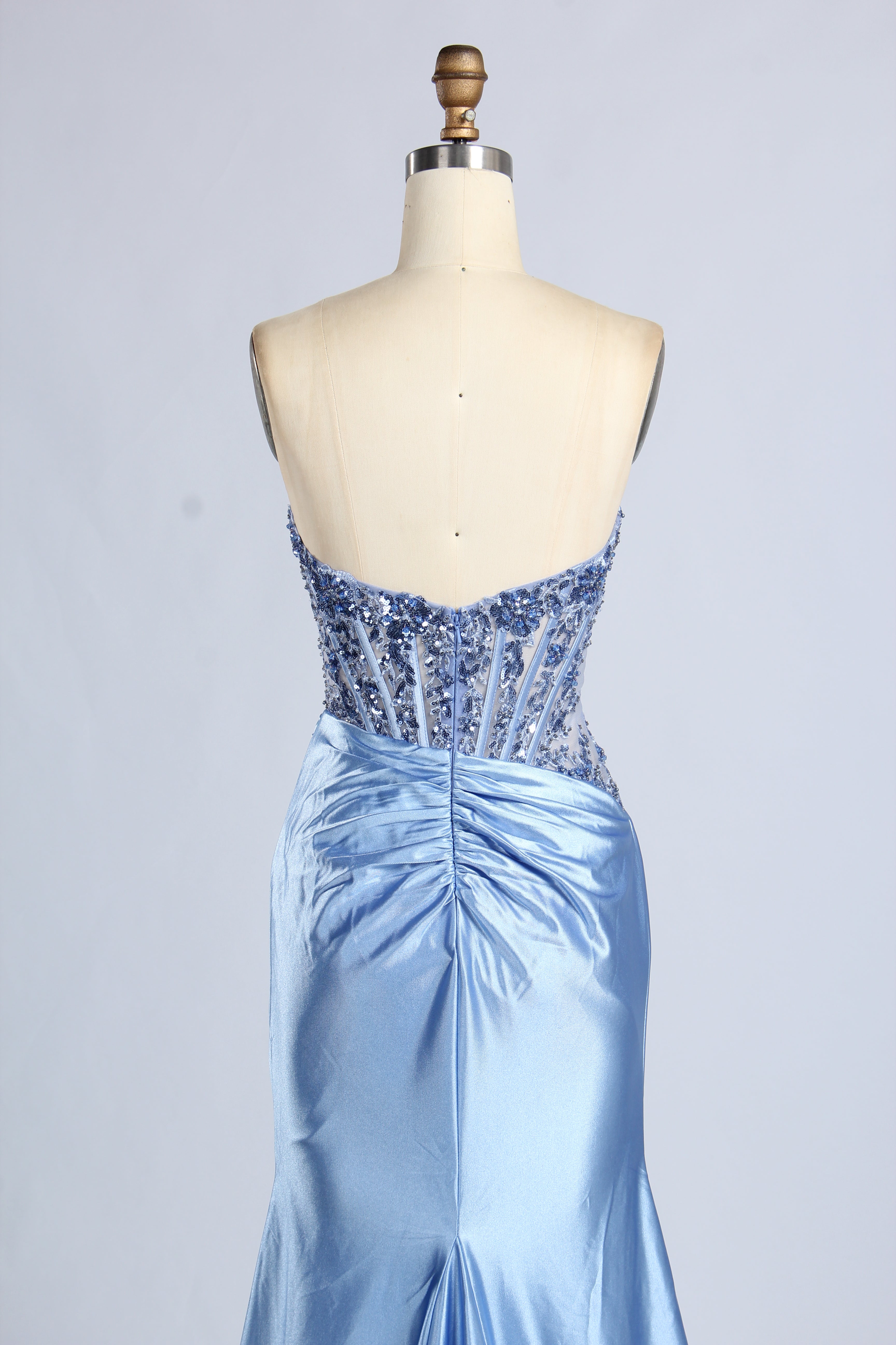 Wholesale Light Blue Strapless Sequin Mermaid Prom Dress 33407