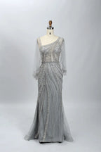 Draped Mermaid Mother of the Bride Dress with a Draped Sleeve MC074