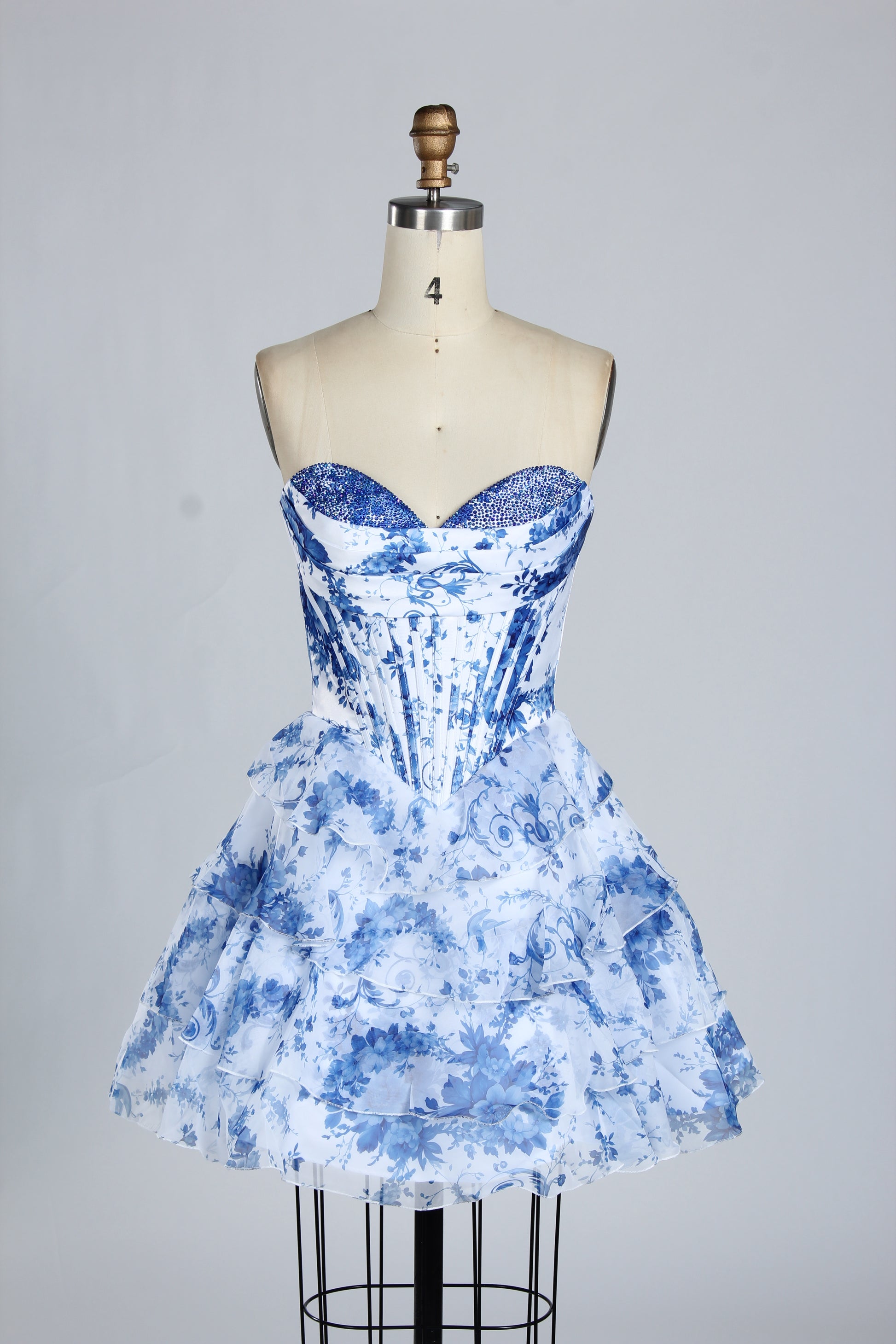 Wholesale Strapless Floral Corset Homecoming Dress 33223S