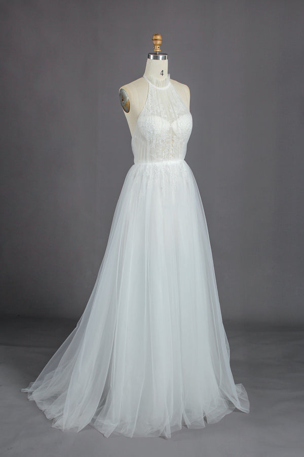 Wholesale Halter Neck Glitter Tulle Wedding Gown kt1313