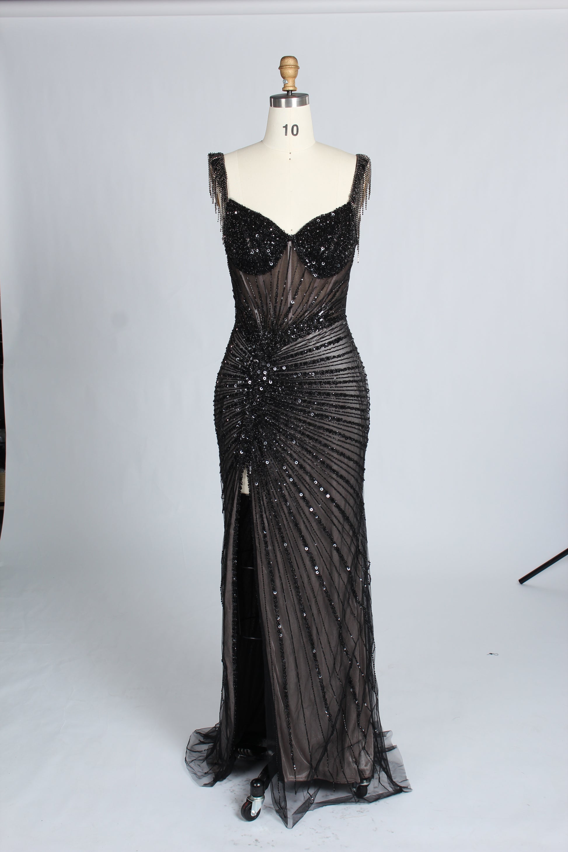 Wholesale Black Sequin Evening Gown, Mermaid Prom Dress 33317