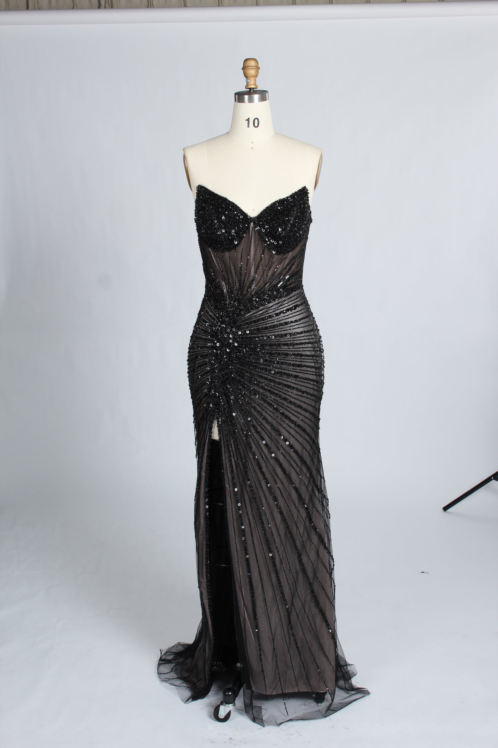 Wholesale Black Sequin Evening Gown, Mermaid Prom Dress 33317