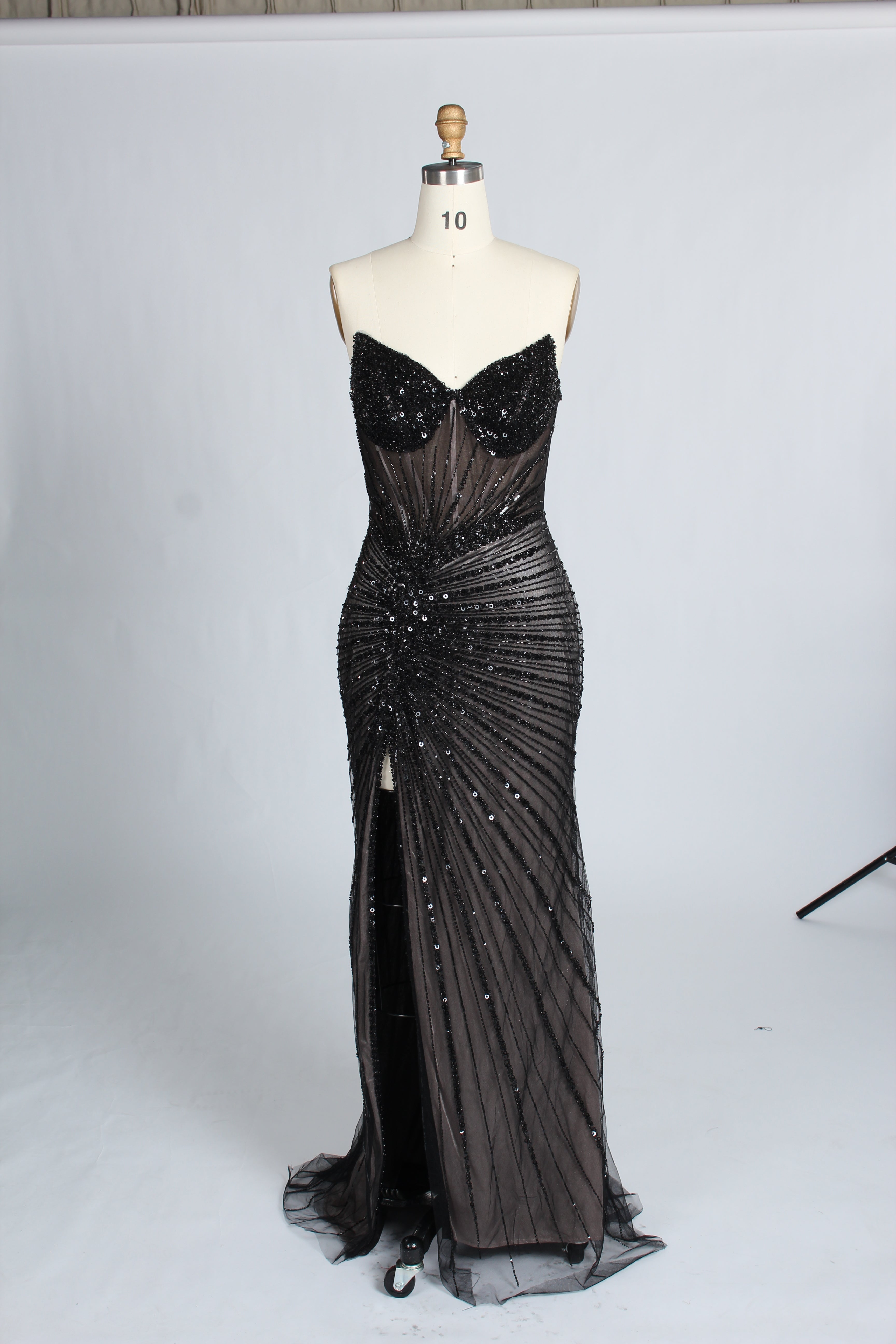 Wholesale Black Sequin Evening Gown, Mermaid Prom Dress 33317