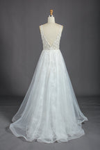 Wholesale Sequin Tulle Wedding Dress – Deep V Neck Gown kt1315