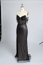 Wholesale Black Sequin Evening Gown, Mermaid Prom Dress 33317