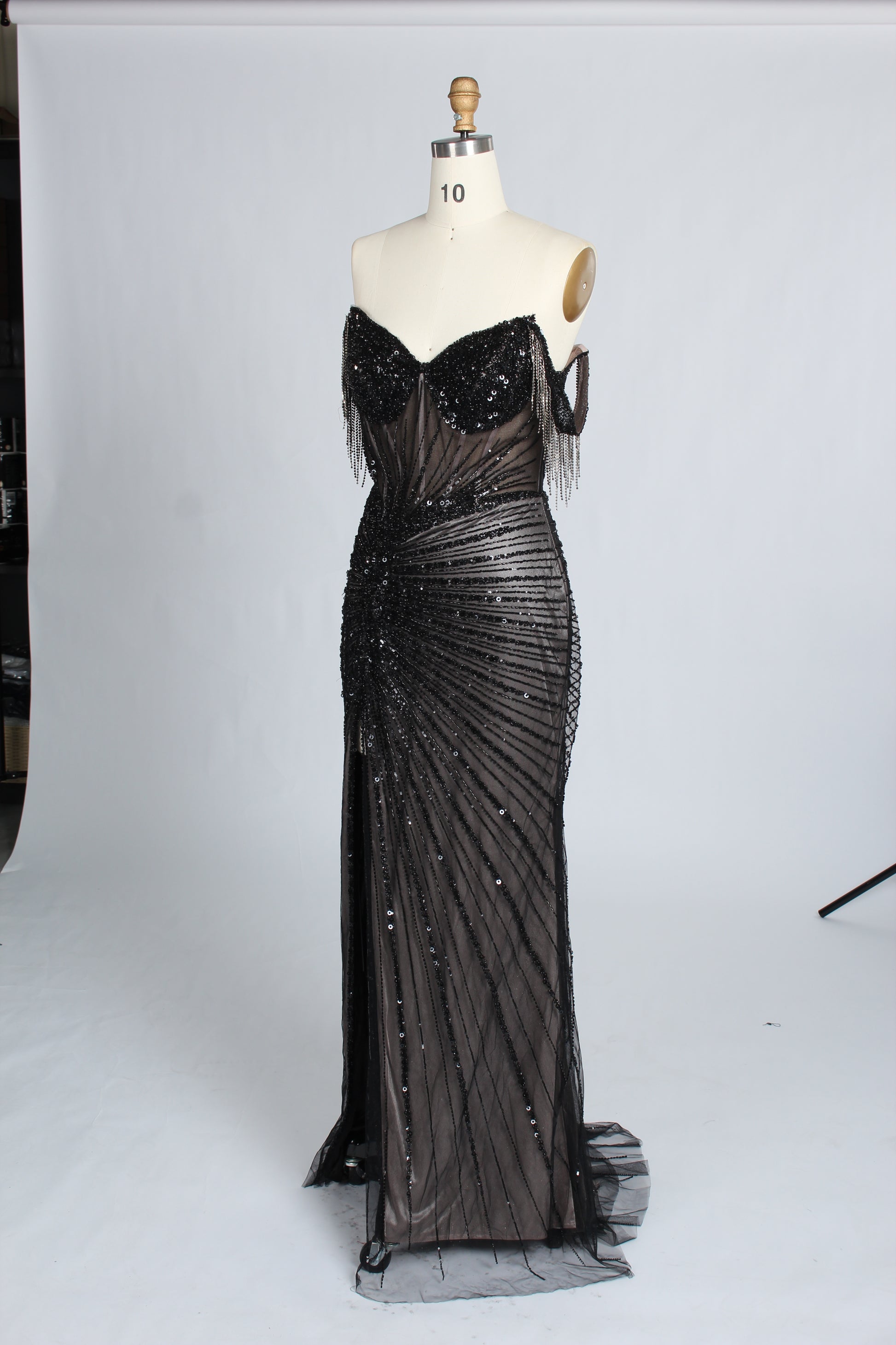 Wholesale Black Sequin Evening Gown, Mermaid Prom Dress 33317