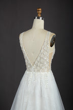 Wholesale Sequin Tulle Wedding Dress – Deep V Neck Gown kt1315