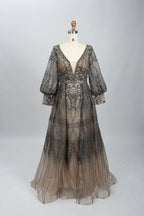Beaded A-Line Mother of the Bride Dress with Long Sleeves MK084