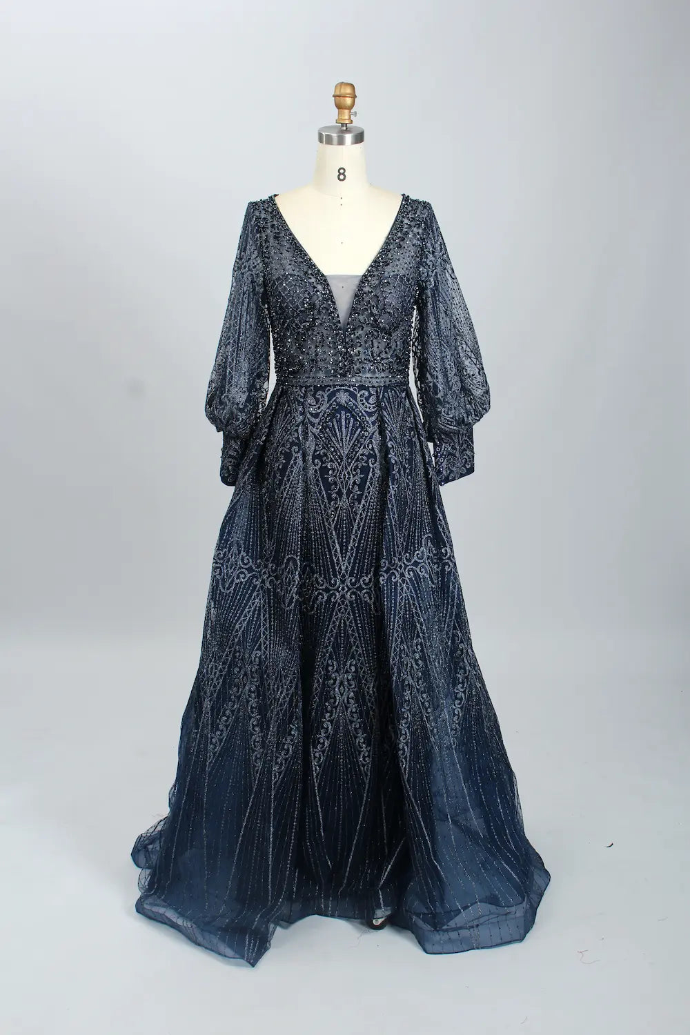 Beaded A-Line Mother of the Bride Dress with Long Sleeves MK084