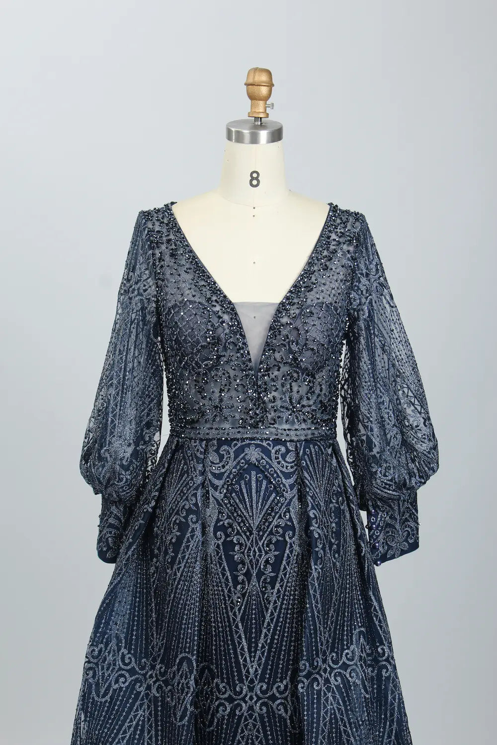 Beaded A-Line Mother of the Bride Dress with Long Sleeves MK084