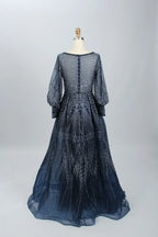 Beaded A-Line Mother of the Bride Dress with Long Sleeves MK084