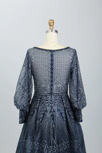Beaded A-Line Mother of the Bride Dress with Long Sleeves MK084