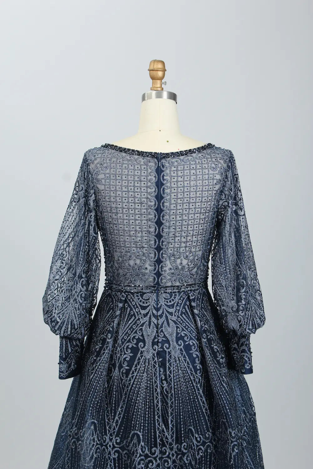 Beaded A-Line Mother of the Bride Dress with Long Sleeves MK084
