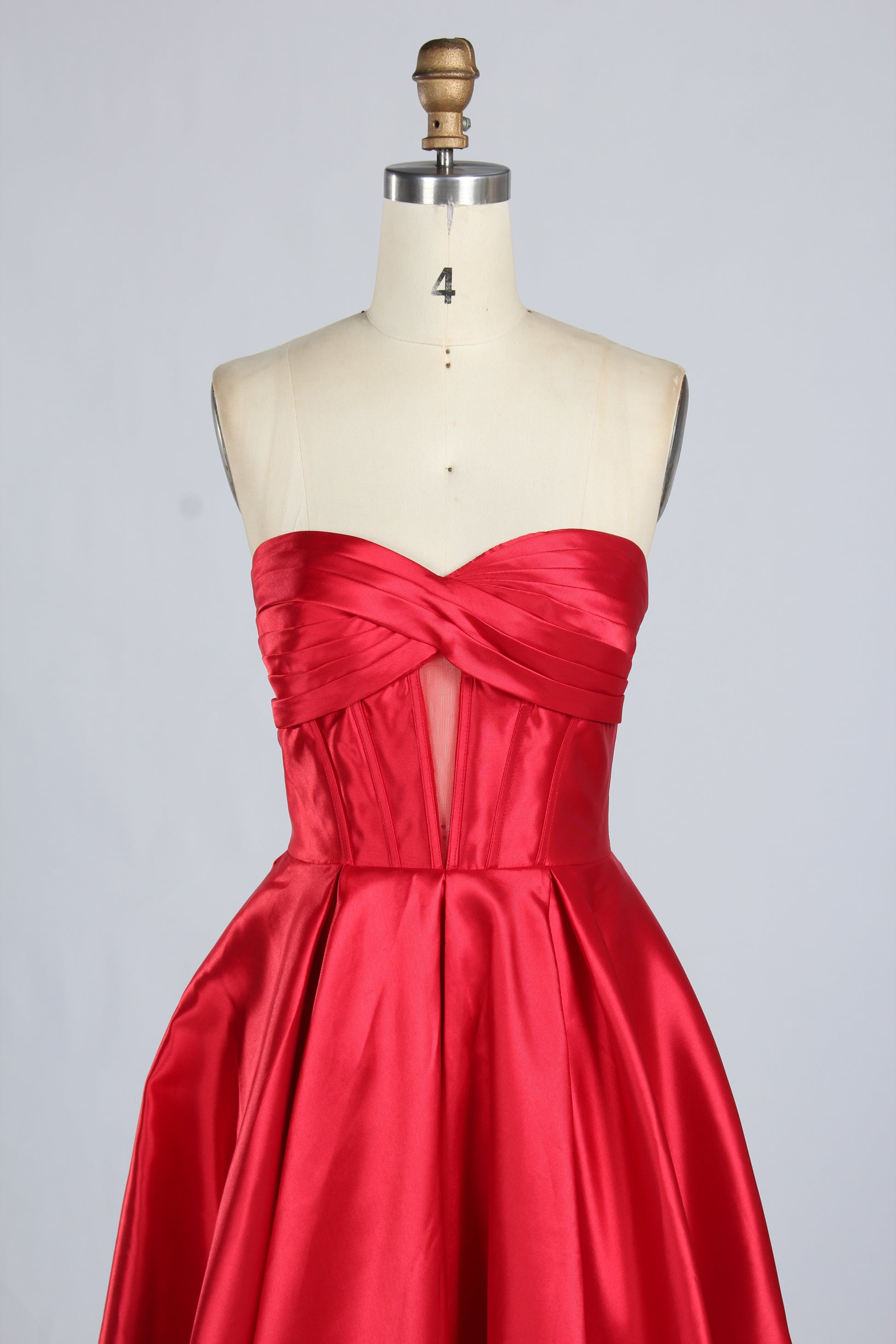 Wholesale Elegant Red Satin Strapless Prom Gown 33297