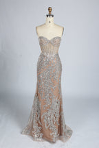 Wholesale Sparkle Embellished Mermaid Champagne Evening Gown 33227
