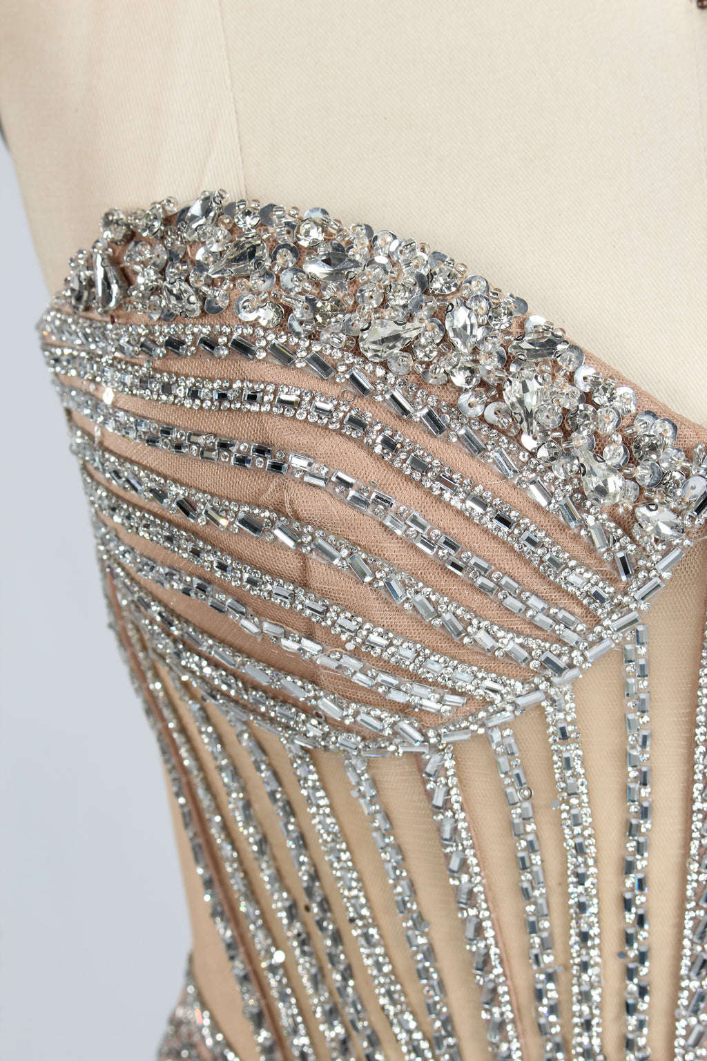 Wholesale Sparkle Embellished Mermaid Champagne Evening Gown 33227