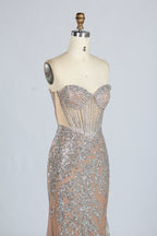 Wholesale Sparkle Embellished Mermaid Champagne Evening Gown 33227