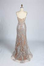 Wholesale Sparkle Embellished Mermaid Champagne Evening Gown 33227