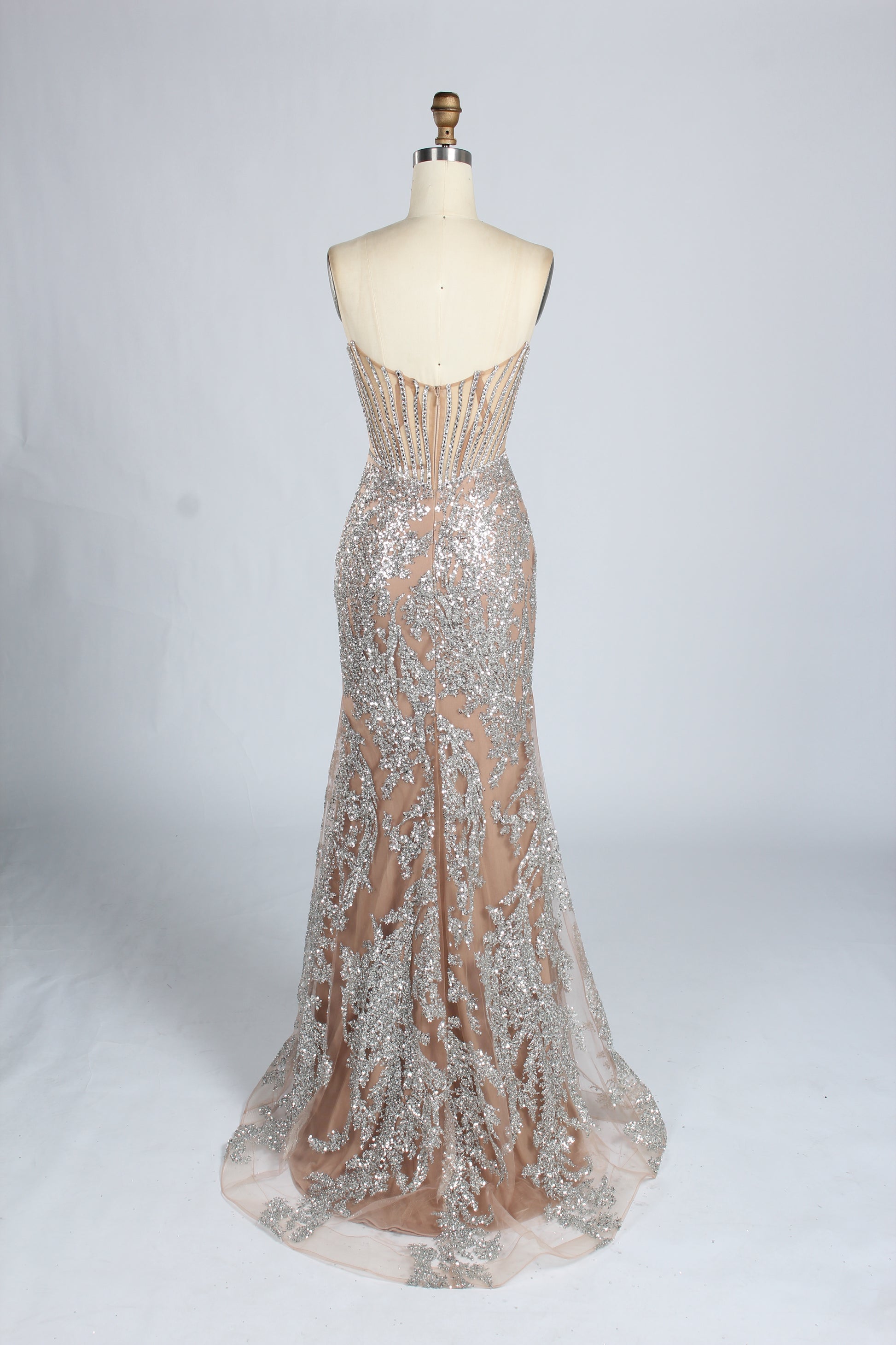 Wholesale Sparkle Embellished Mermaid Champagne Evening Gown 33227
