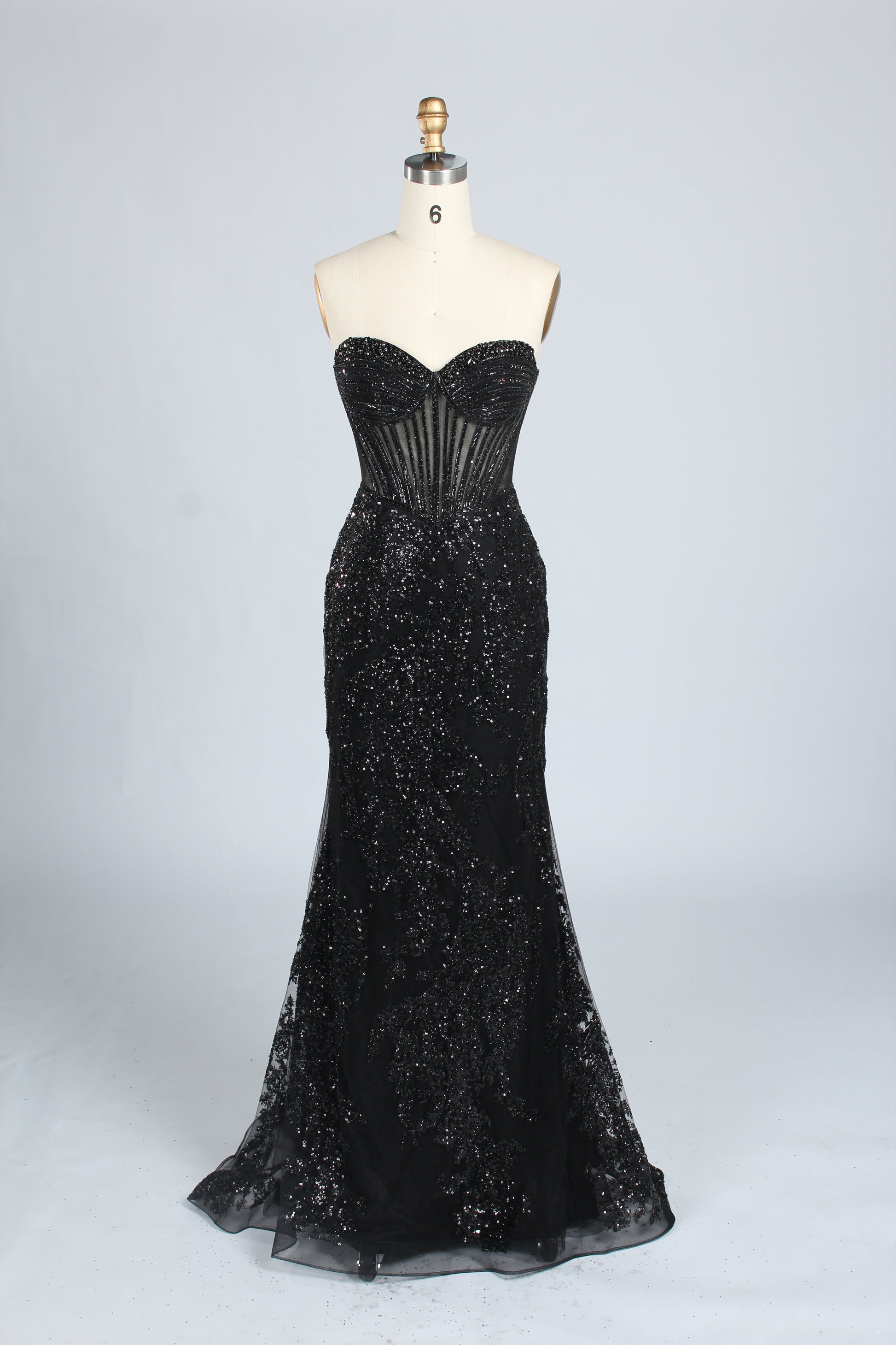 Wholesale Sparkle Embellished Mermaid Champagne Evening Gown 33227