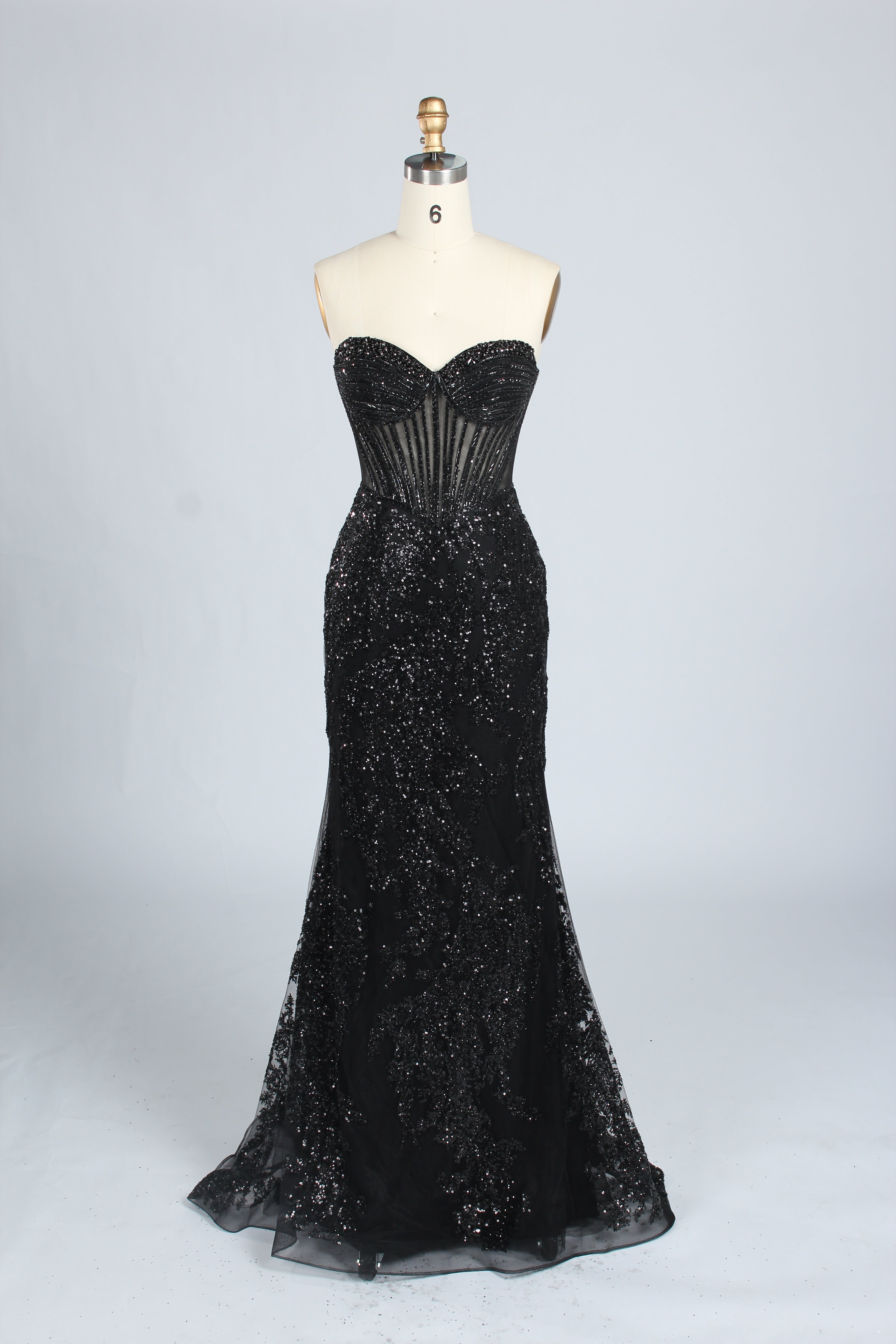 Wholesale Sparkle Embellished Mermaid Champagne Evening Gown 33227