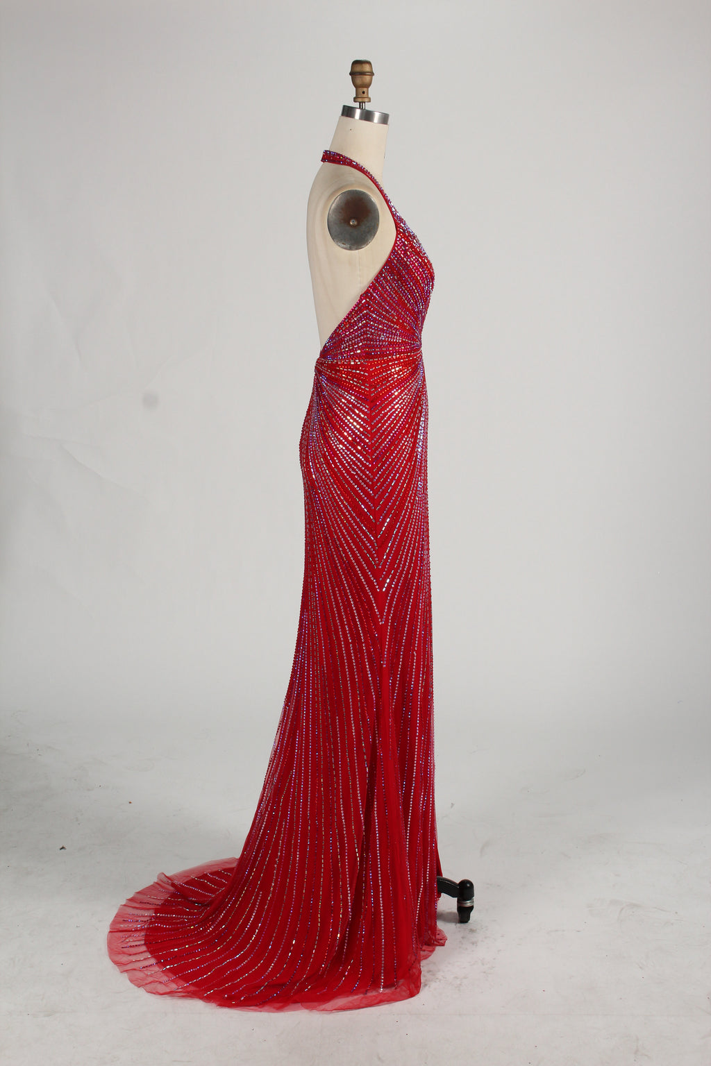 Wholesale Dazzling Hot Fix Rhinestone Evening Gown KT1433