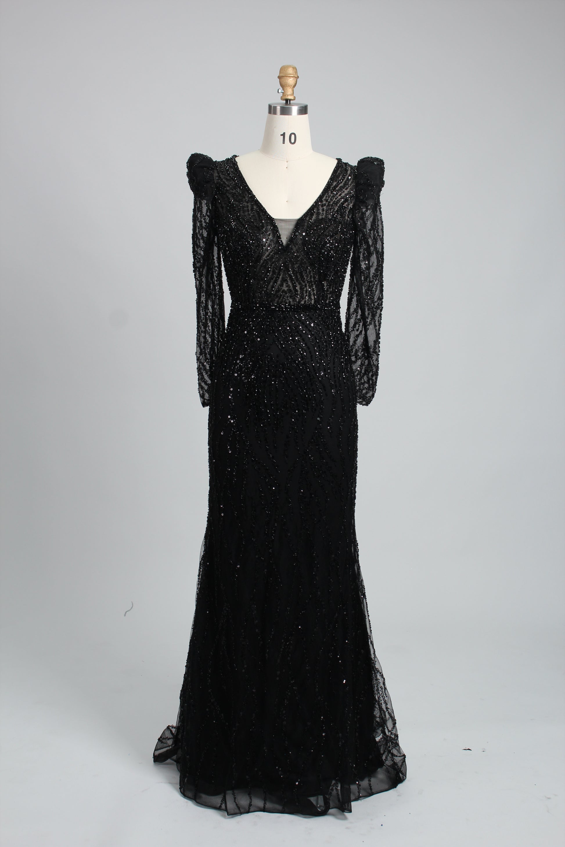 Wholesale Lilac Sequin Long-Sleeve Mermaid Prom Dress MC088