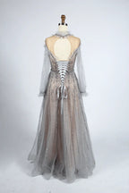 Beaded Off-Shoulder A-Line Mother of the Bride Dress with Sheer Sleeves MC048