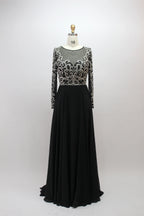 Wholesale Black Beaded Mother of Bride Dress with Sleeves 32540-1