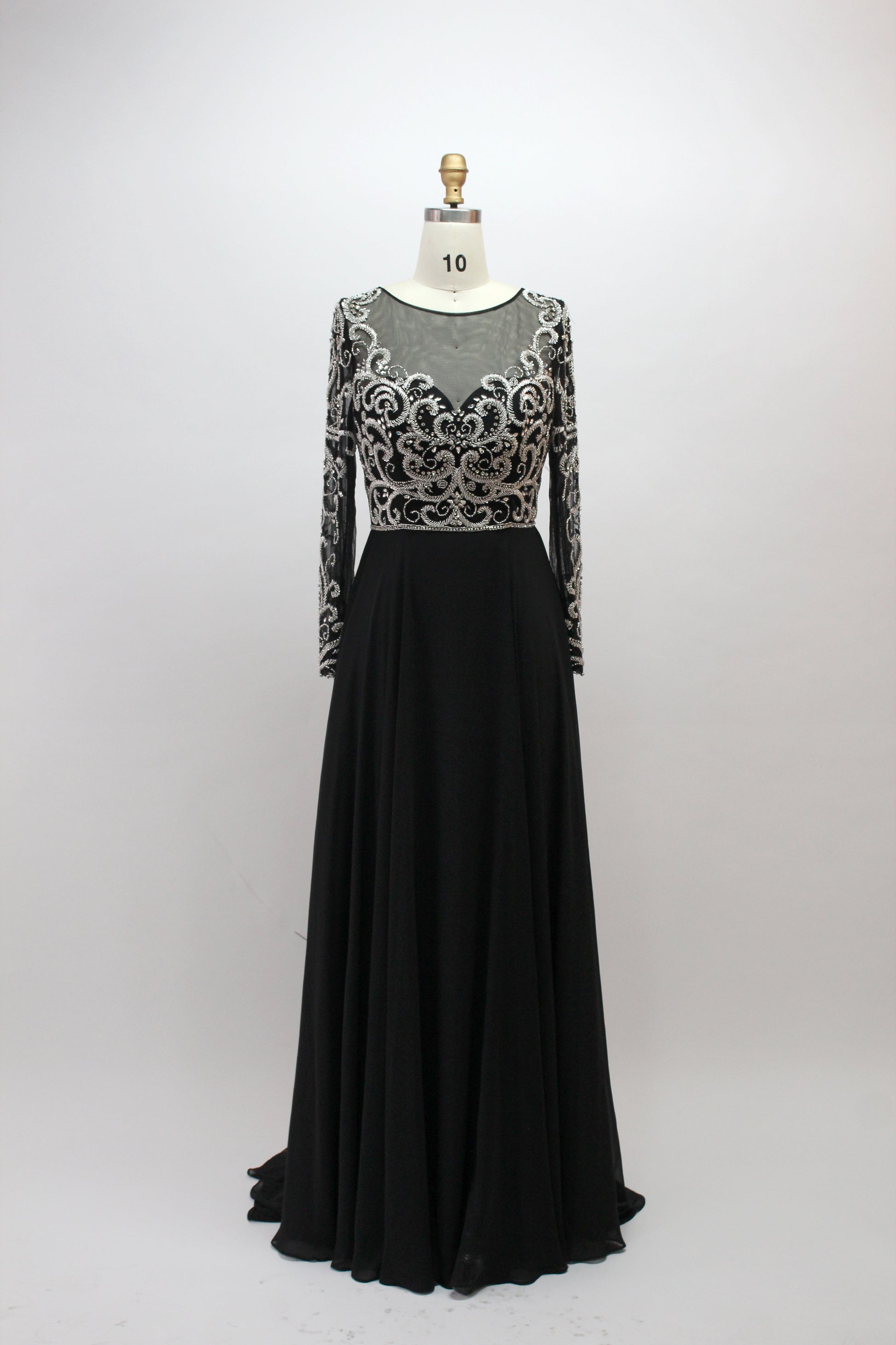 Wholesale Black Beaded Mother of Bride Dress with Sleeves 32540-1