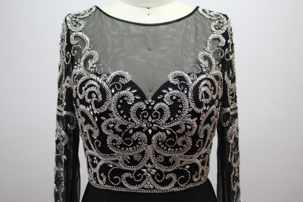 Wholesale Black Beaded Mother of Bride Dress with Sleeves 32540-1