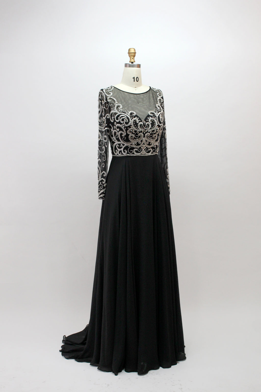 Wholesale Black Beaded Mother of Bride Dress with Sleeves 32540-1
