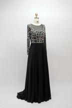 Wholesale Black Beaded Mother of Bride Dress with Sleeves 32540-1