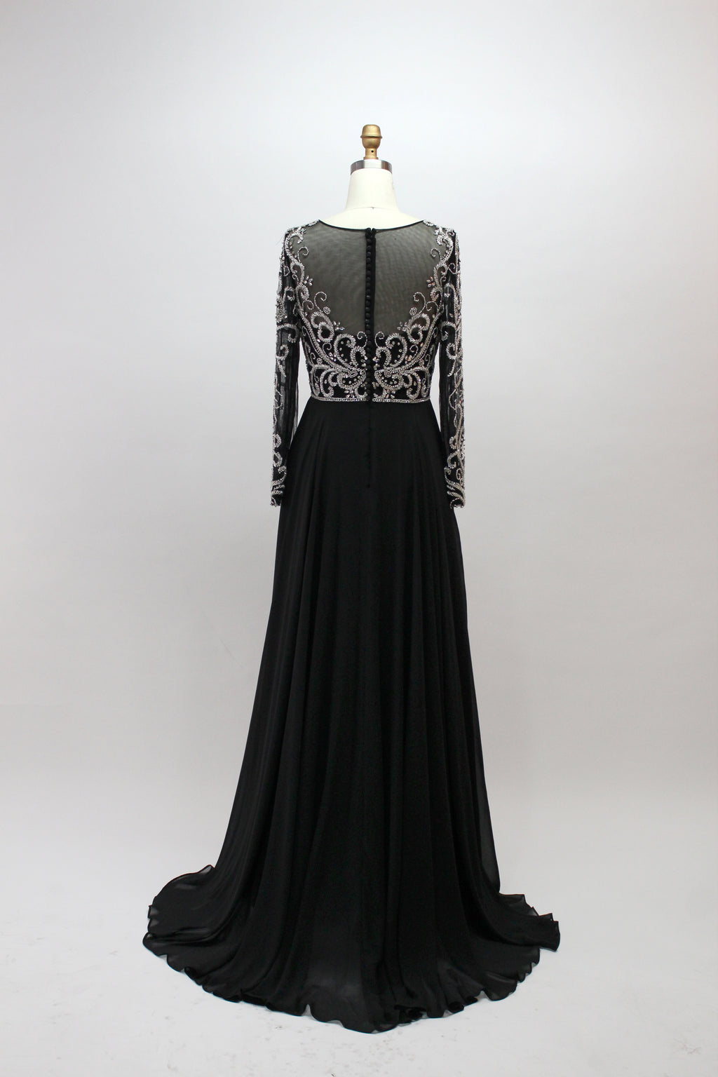 Wholesale Black Beaded Mother of Bride Dress with Sleeves 32540-1
