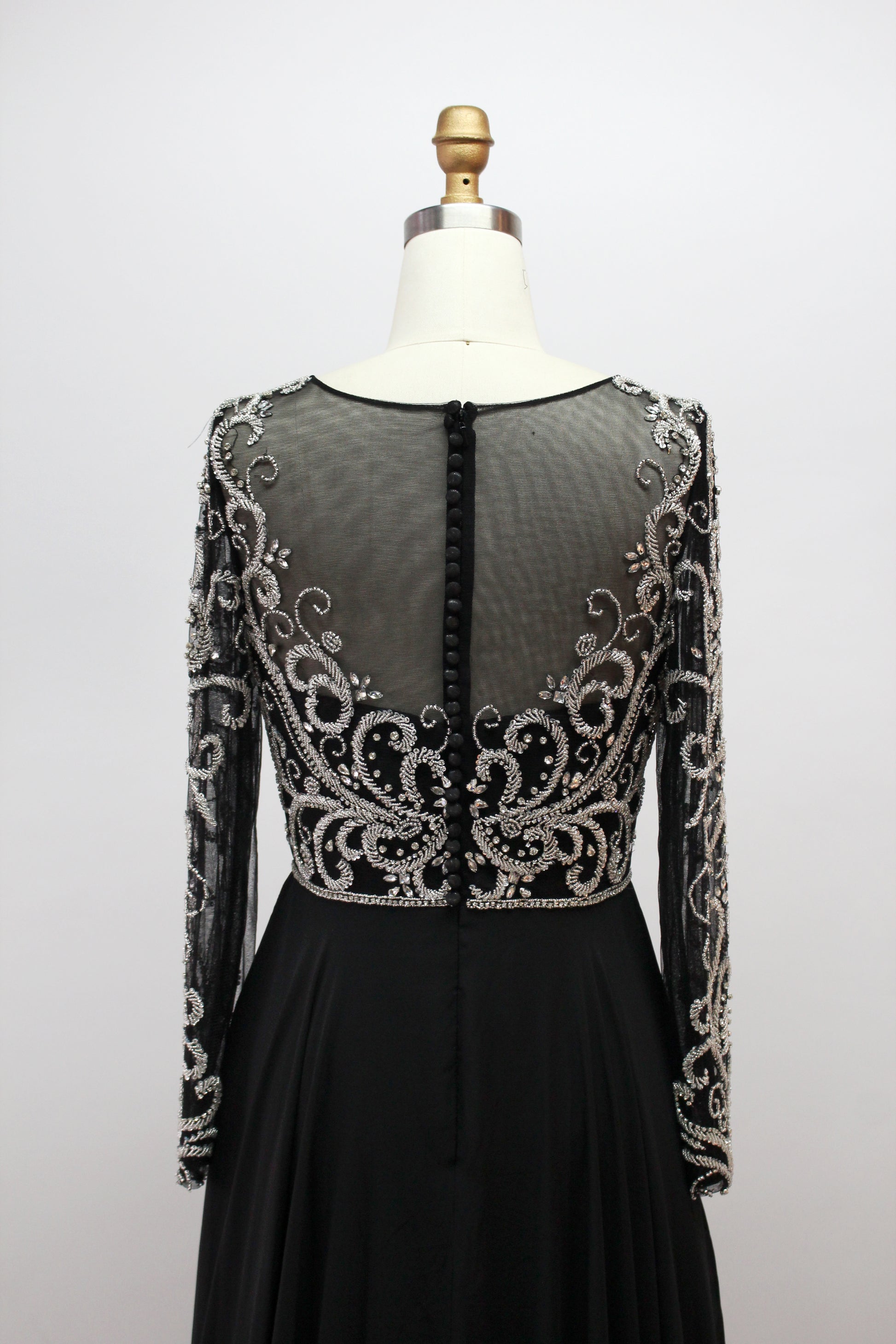 Wholesale Black Beaded Mother of Bride Dress with Sleeves 32540-1