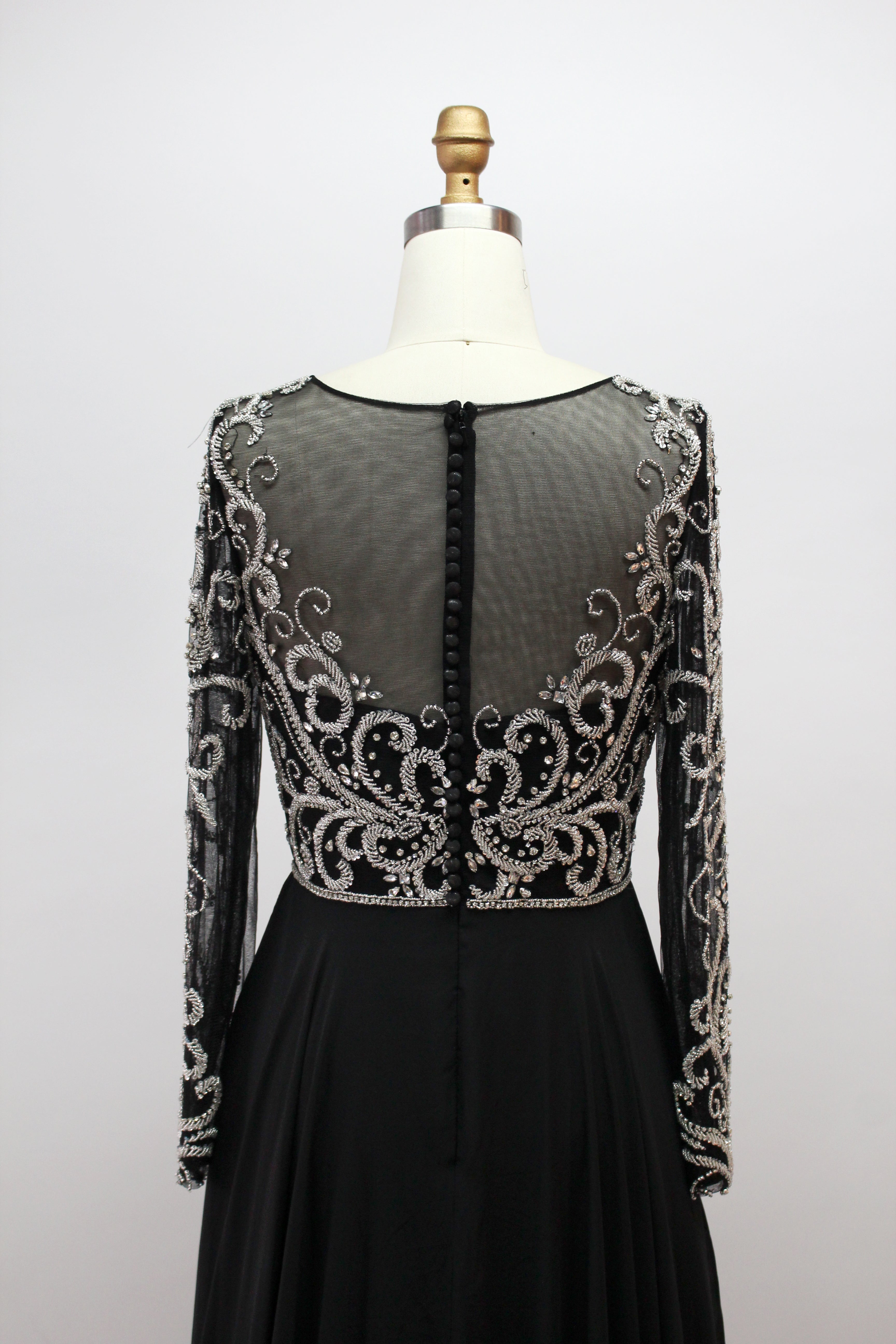 Wholesale Black Beaded Mother of Bride Dress with Sleeves 32540-1