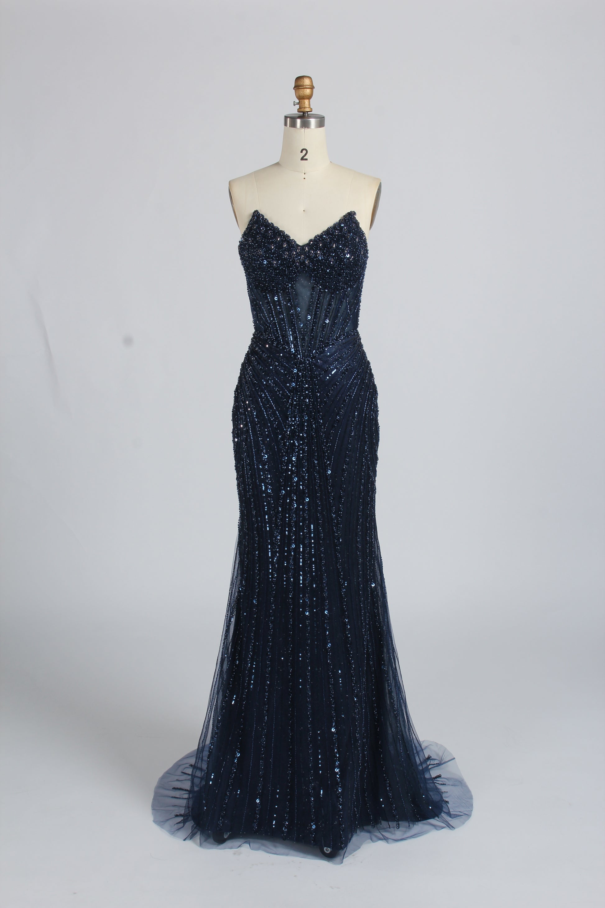 Wholesale Olive Green Sequin Spaghetti - Strap Evening Gown 33417