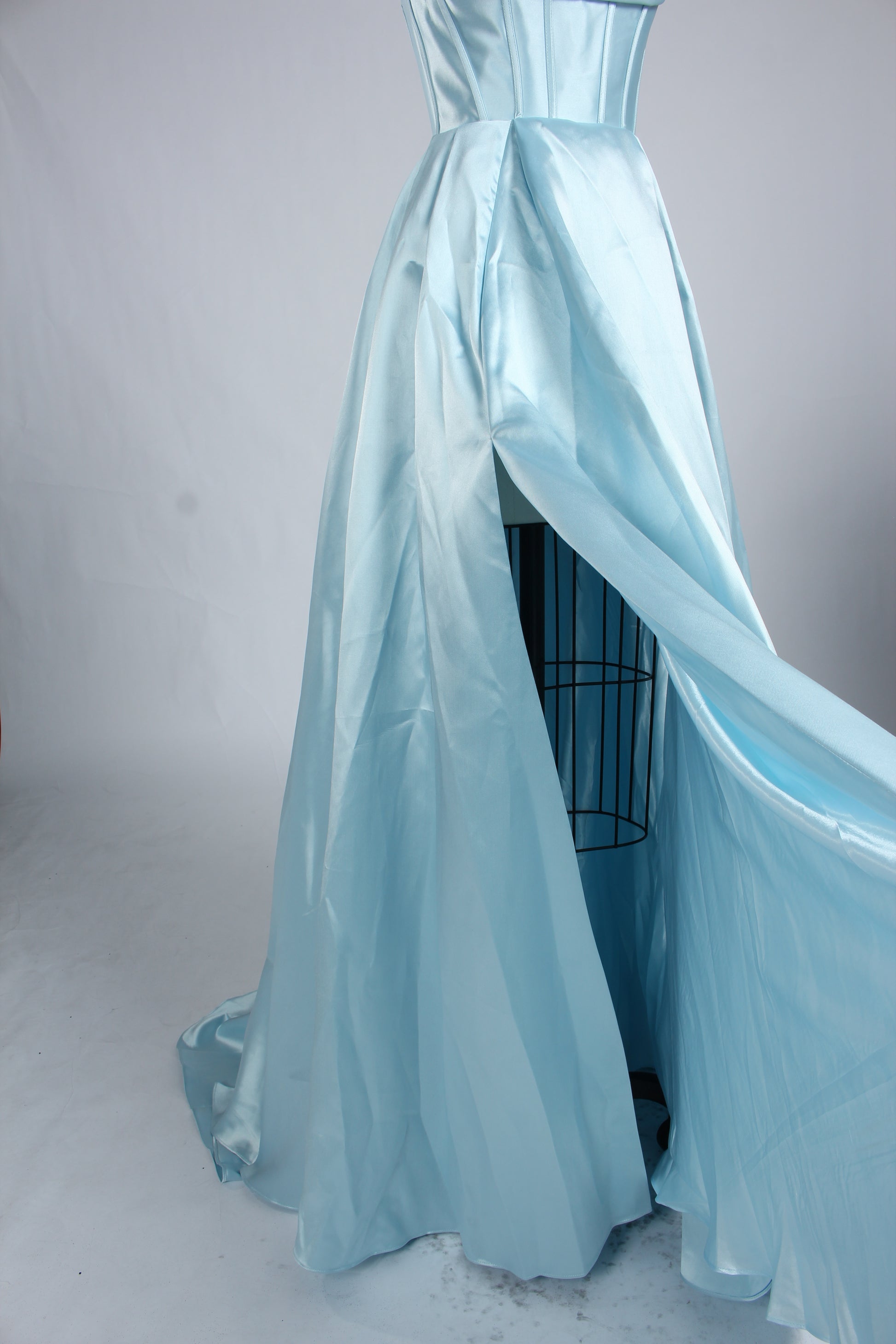 Wholesale Light Blue Embellished Strapless Evening Gown 33219