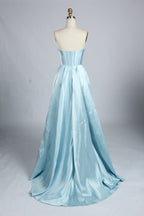 Wholesale Light Blue Embellished Strapless Evening Gown 33219