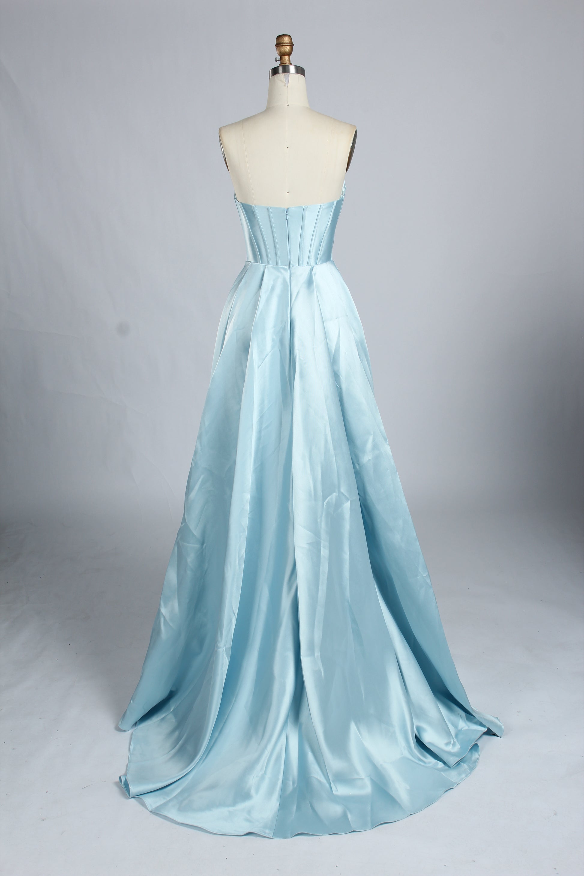 Wholesale Light Blue Embellished Strapless Evening Gown 33219