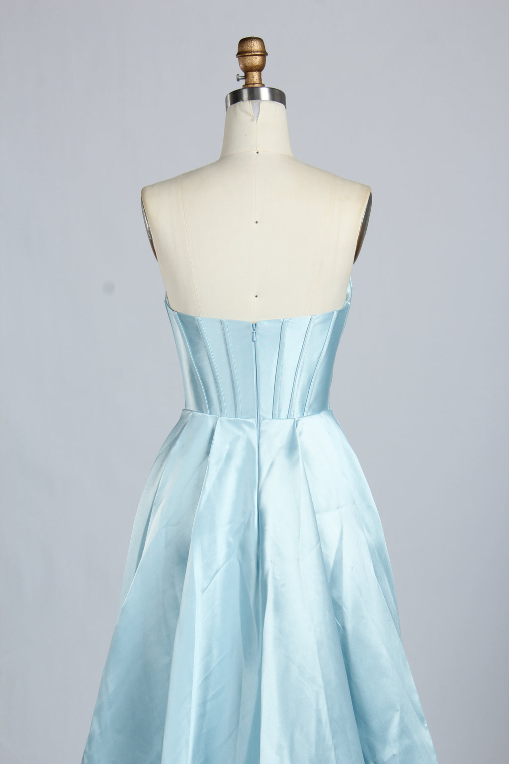 Wholesale Light Blue Embellished Strapless Evening Gown 33219