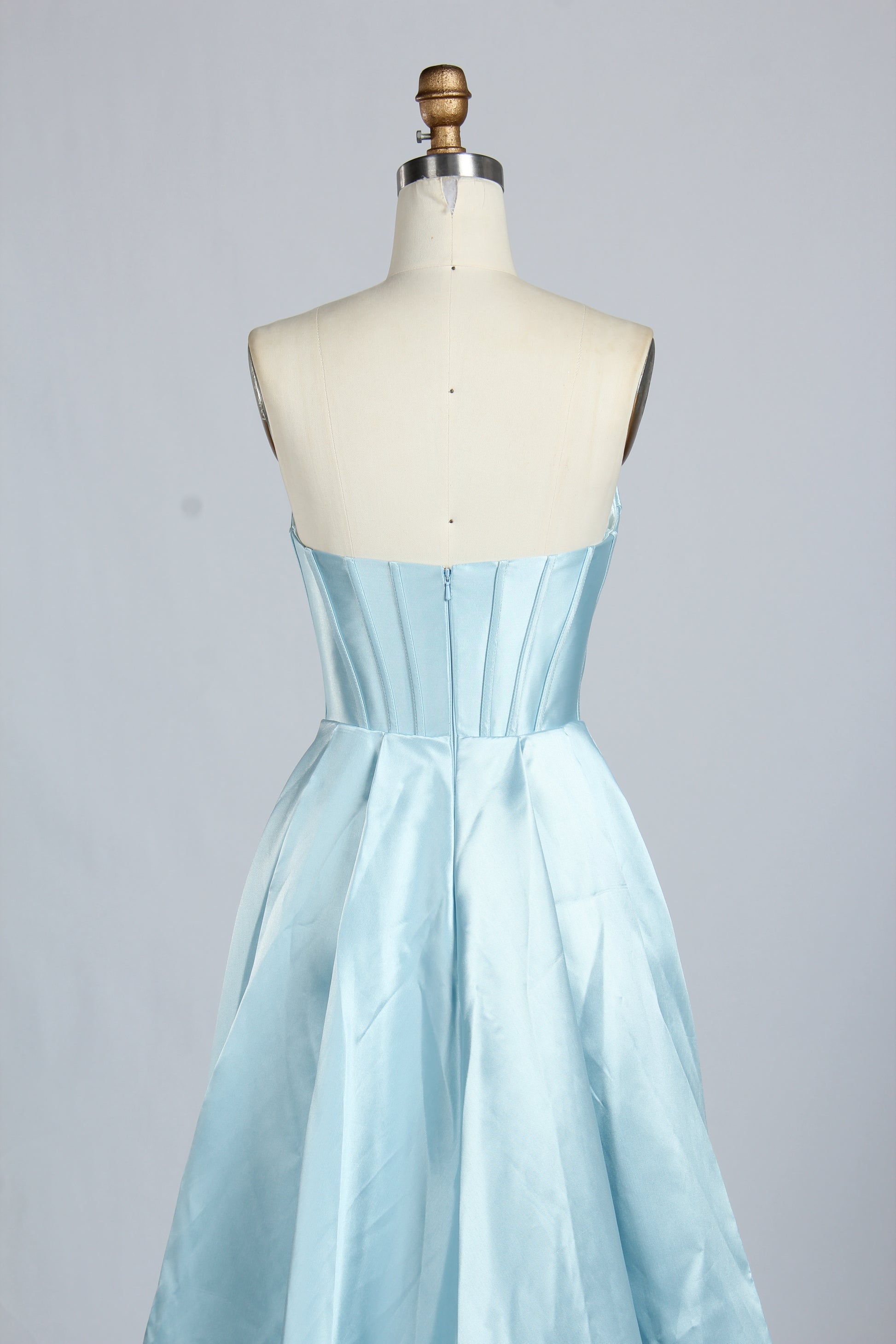 Wholesale Light Blue Embellished Strapless Evening Gown 33219