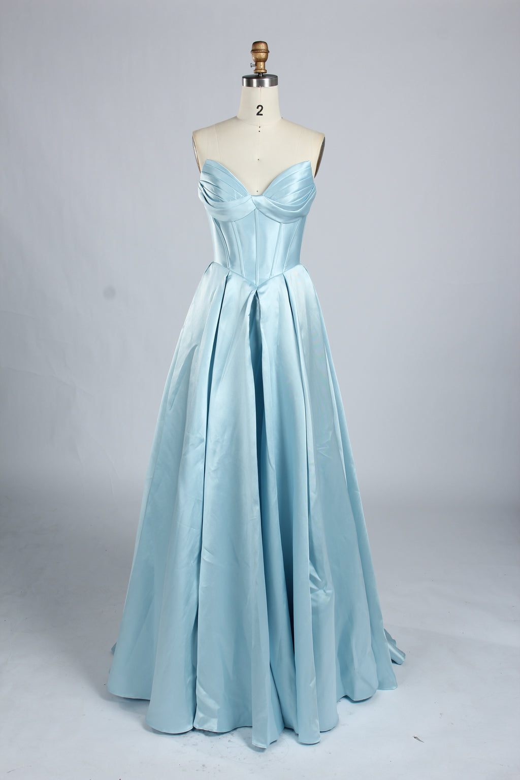Wholesale Light Blue Satin Strapless Prom Gown 33313