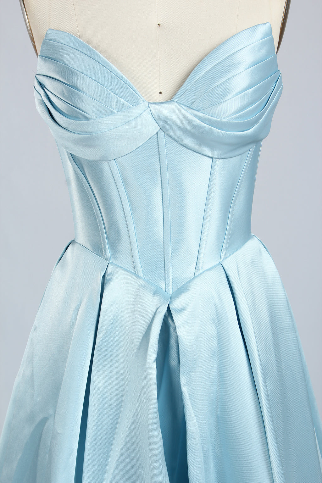 Wholesale Light Blue Satin Strapless Prom Gown 33313
