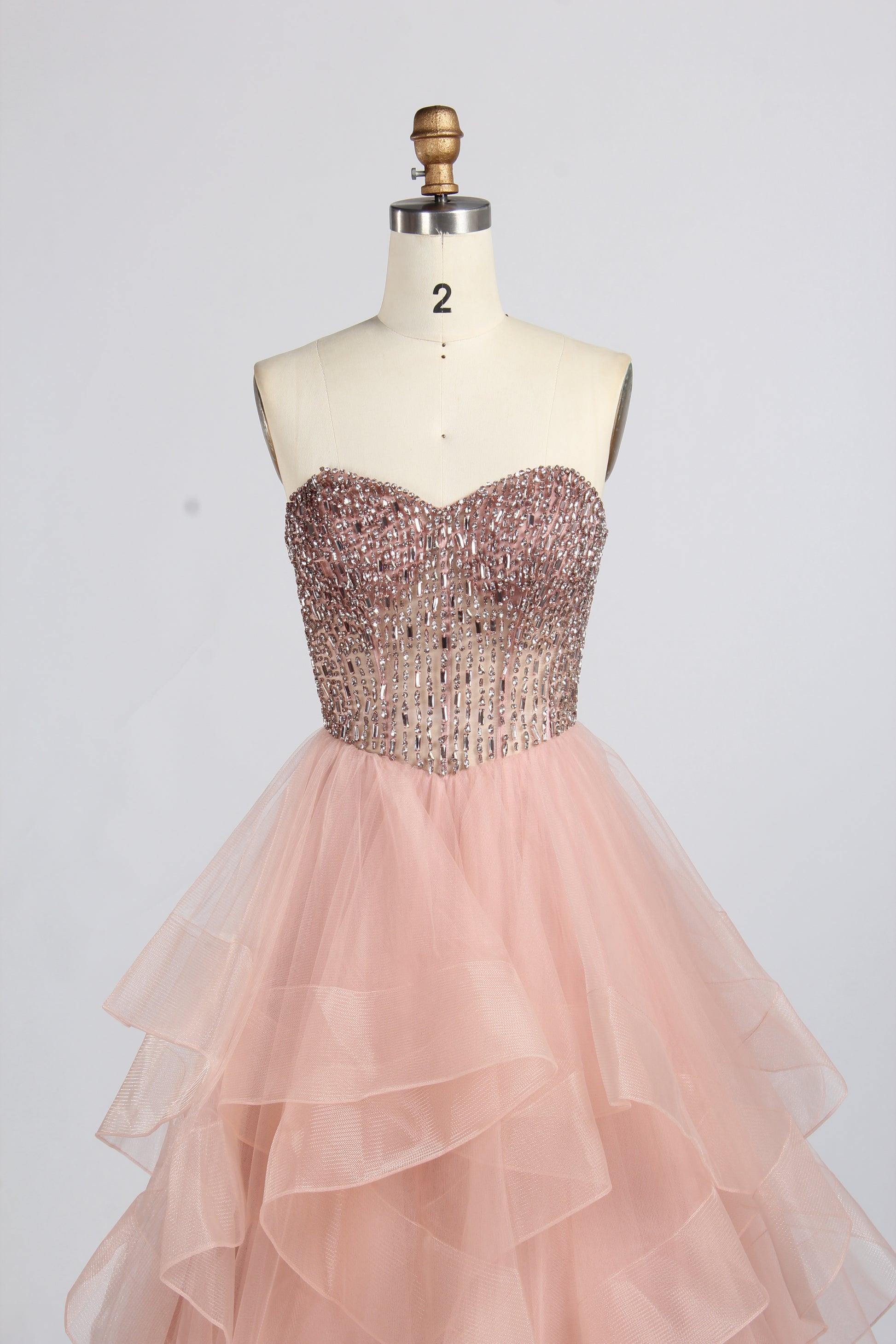 Wholesale Pink Sequin Tiered Ball Gown