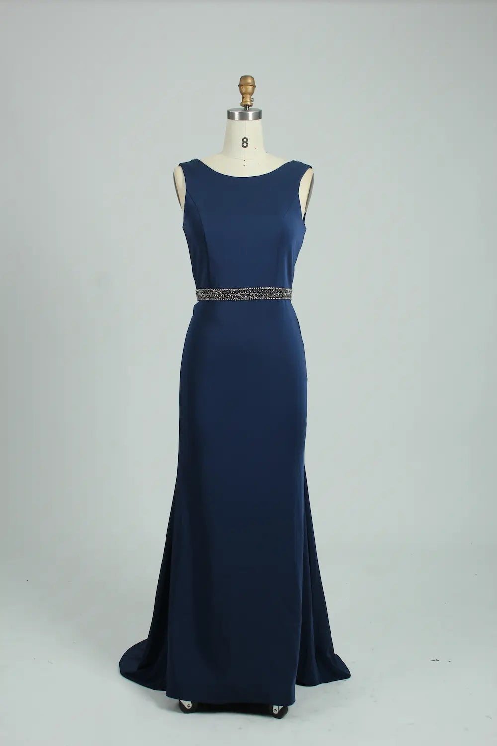Beaded Long Sleeve Navy Blue Sheath Mother of the Bride Dress MC111