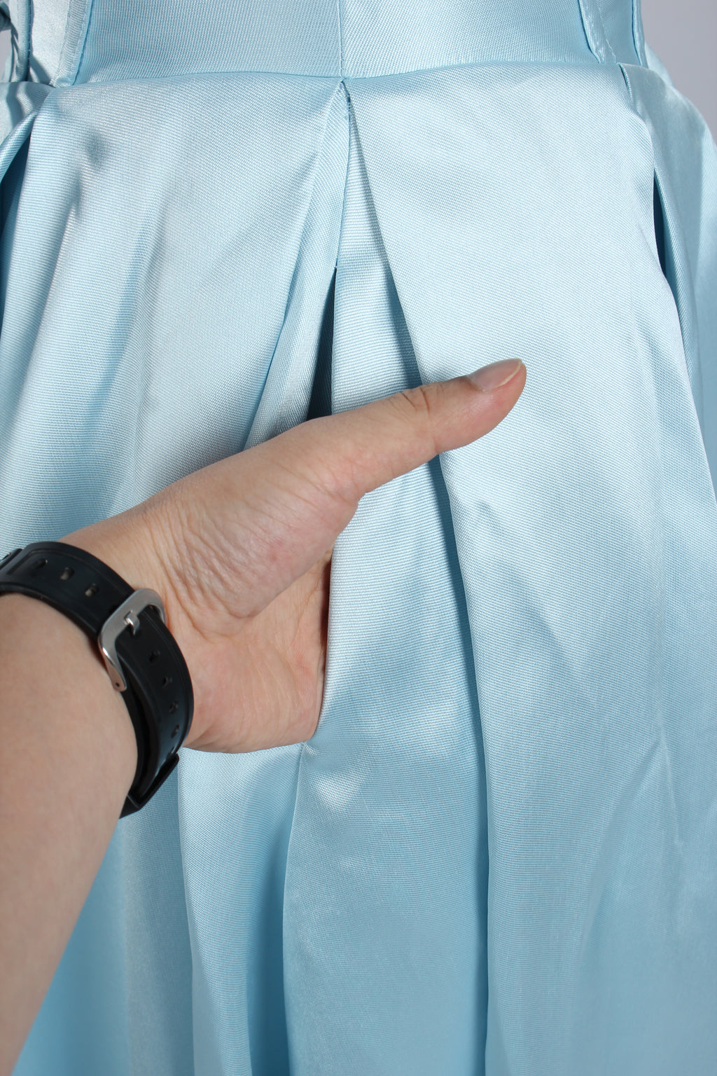 Wholesale Light Blue Satin Strapless Prom Gown 33313