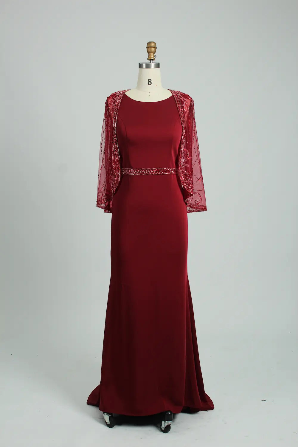 Beaded Long Sleeve Navy Blue Sheath Mother of the Bride Dress MC111